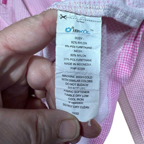 IBkul Women's Mini Check 1/4 Zip Golf Resort Pullover Pink Sz S Athleisure - Picture 5 of 8